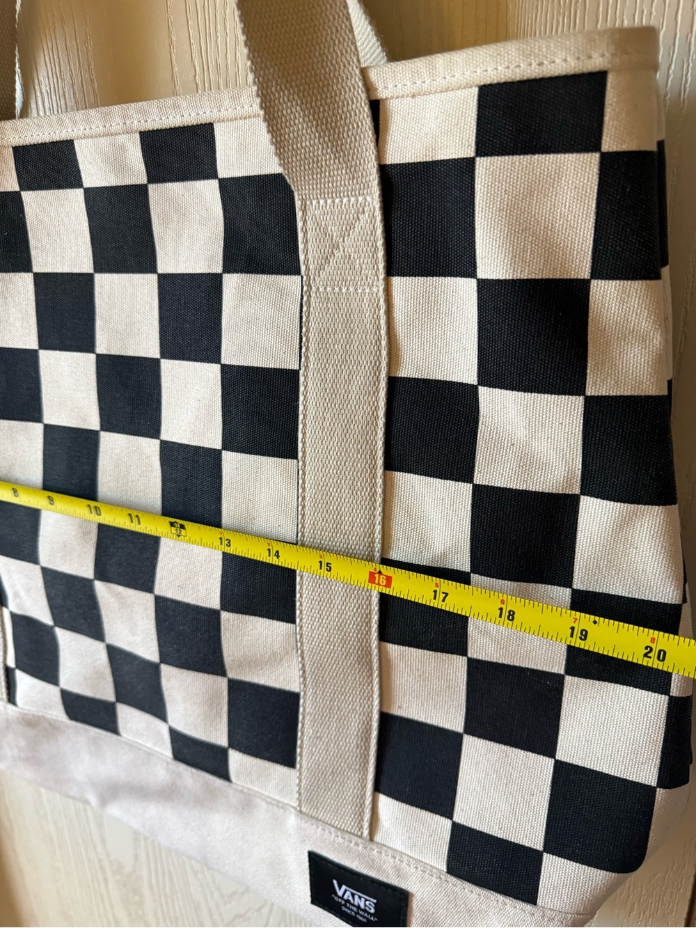 Vans Black and Cream Checkerboard Canvas Tote Bag - Picture 8 of 8